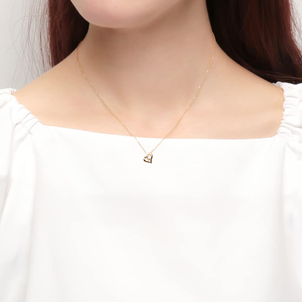 [Bloom] Silver Yellow Gold Plated Cubic Zirconia Heart Necklace 0772-1562-0019-0000