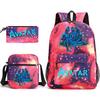 Large Capacity Schoolbag with Shoulder Strap; Student Three-piece Pencil Case Set