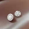 Non Piercing Magnetic Stud Earrings Round Inlaid Zircon Clip On Earrings Gauges Fashion Stud Earrings for Women Girls