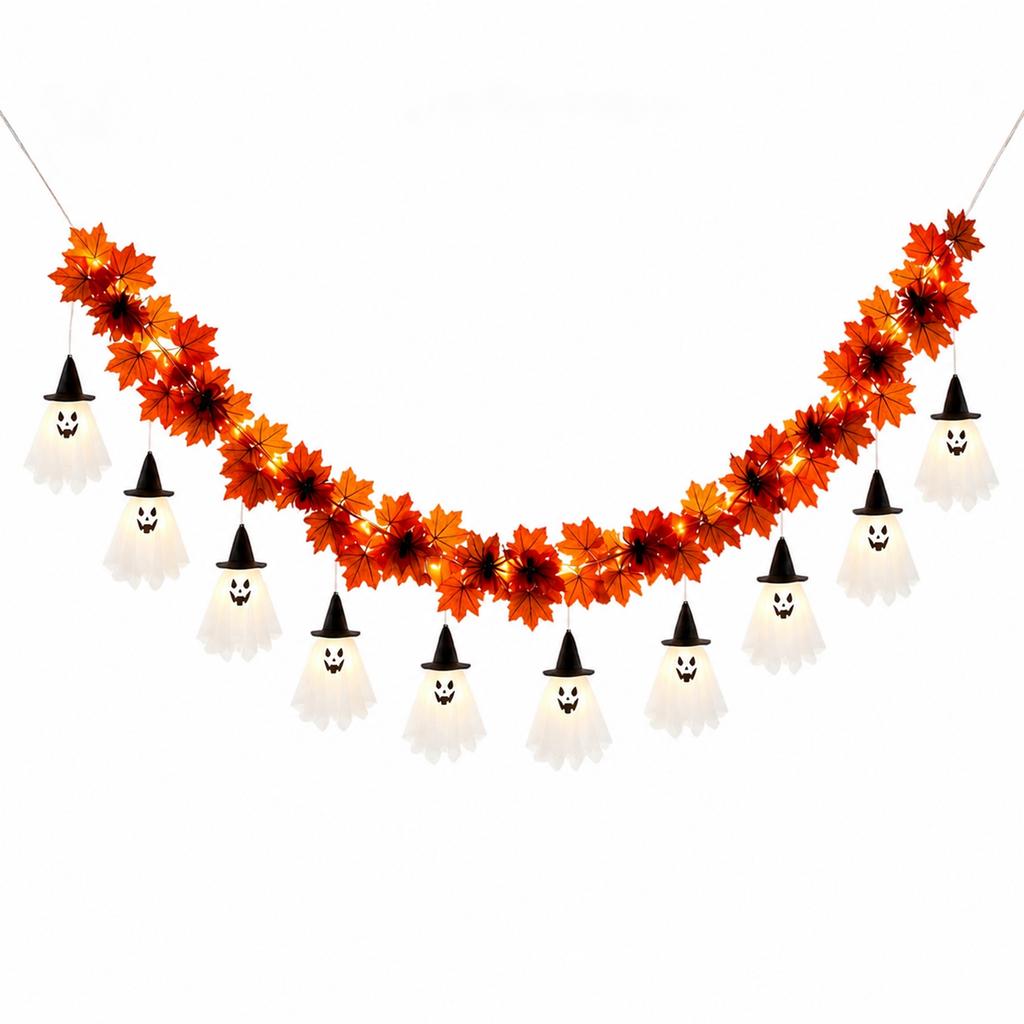 Halloween Garland with Glowing Lights - Decorative 5.9 ft for Home Decor