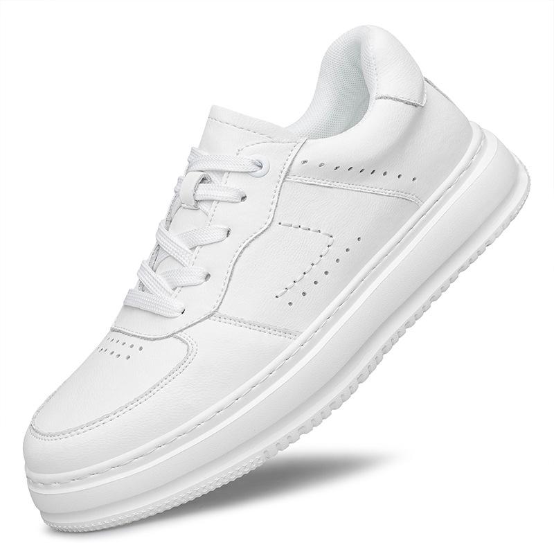 Men's Shoes Invisible Inner Height Increase 8CM Casual Shoes Foreign Trade Leather Shoes Lace-up Platform Sports Shoes Versatile Little White Shoes