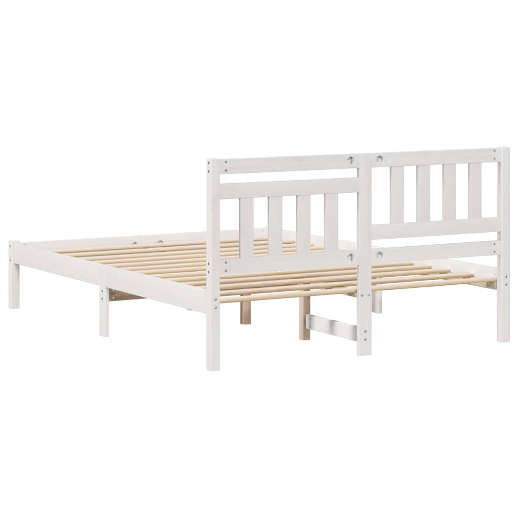 Bed Frame with Headboard White 120 x 200 cm Solid Pine Wood