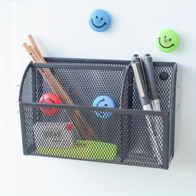 Magnetic Mesh Basket - Strong Hold for Whiteboard, Fridge, Locker. Versatile & Durable Desk Organizer.