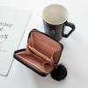 Women's short wallet, new wavy pattern embroidered hairball pendant, change bag, casual and fresh small card bag.
