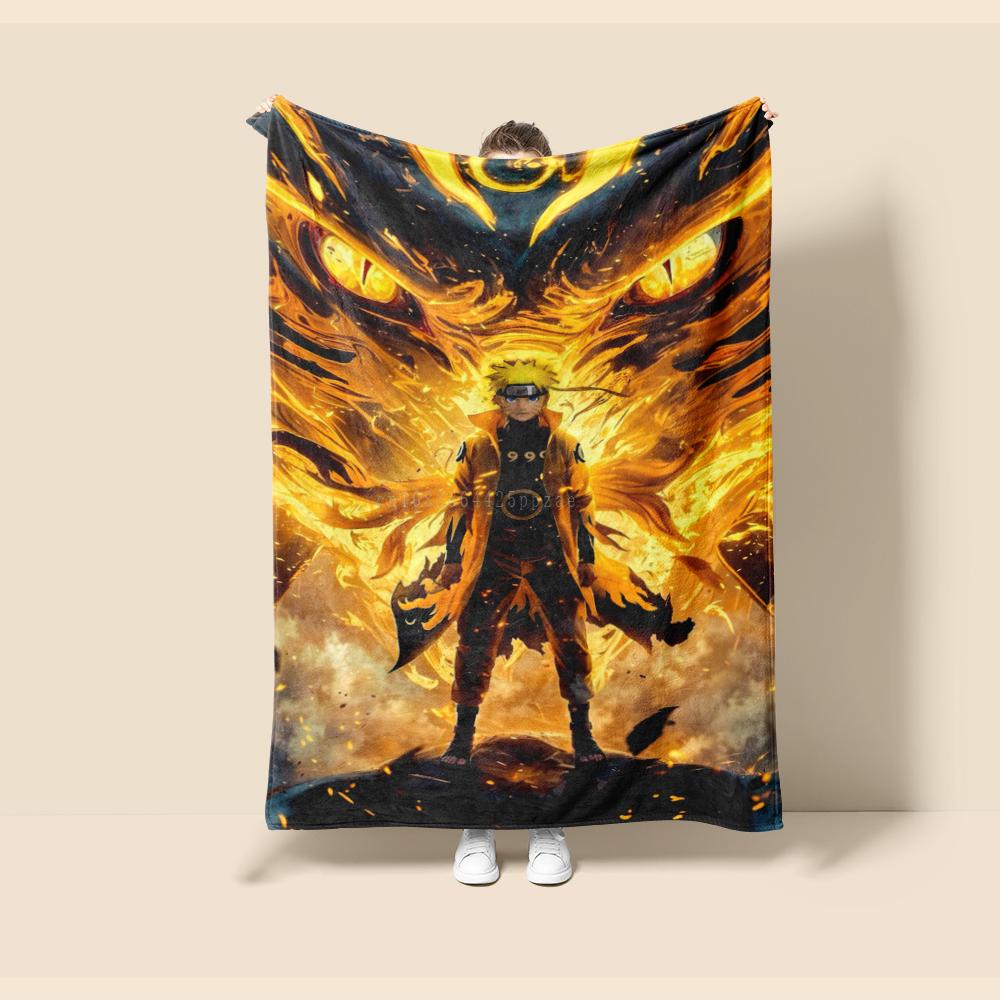 Flannel Naruto Cartoon Seasonal  Blanket. Use for Sofa, Bed, Living Room, Travel Picnic, Thin Blanket Kids Gift
