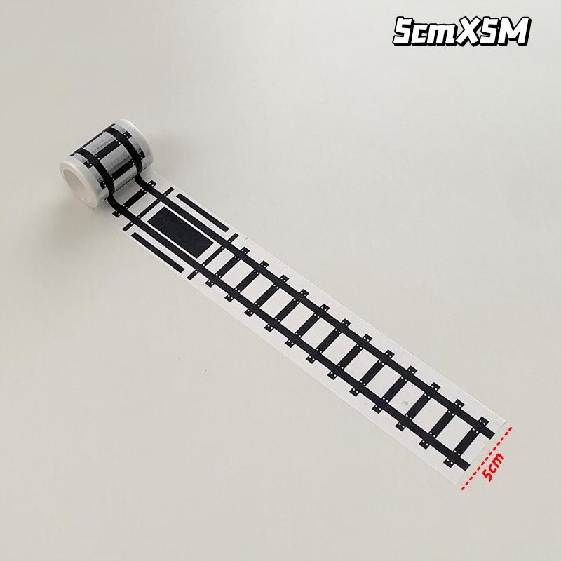 

Reusable Cartoon Road Track Stickers Black Road Tape For Party Racing Decor Pre-Pasted Glitter Finish Auto-Themed