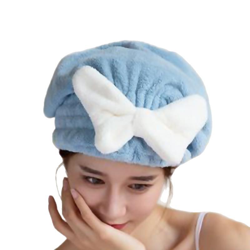 Bowknot Quick-Dry Super Absorbent Hair Cap for Women - Thick, No-Shed Adult Shower Towel