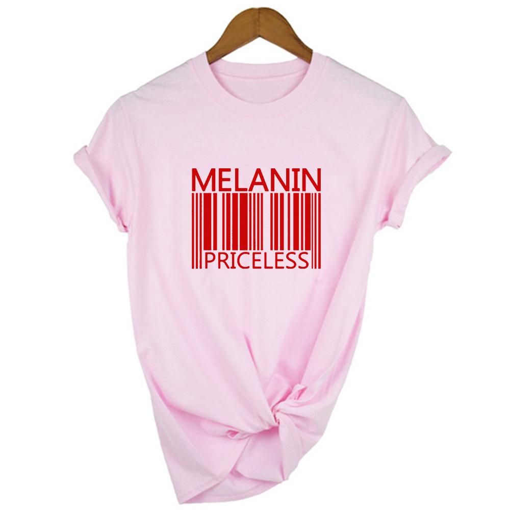 Melanin Priceless Slogan Women Summer T Shirt Funny Barcode Graphic Short Sleeve Female Streetwear Black Culture