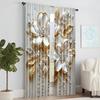 2Pcs Floral Botanical Print Curtains Rod Hole Design Polyester Perfect For Living Room Bedroom Kitchen Elegant Home Decor