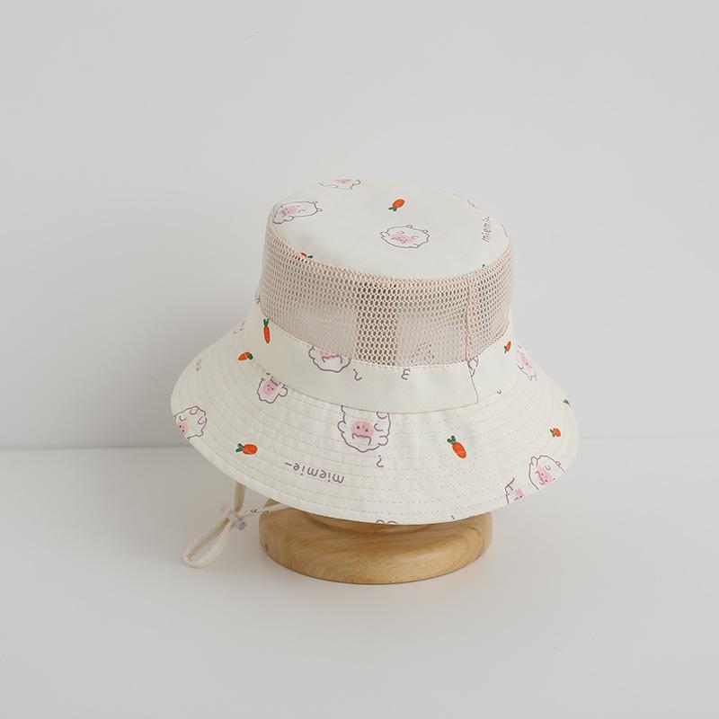Weicher Netz-Kinder-Eimerhut Neuer Sommer Baby Junge Mädchen Dünner Sonnenhut Niedliches Cartoon-Tier Outdoor Kinder Fischerhut Anglerhut