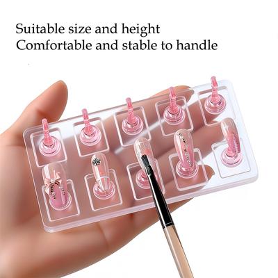 10er-Gitter Nicht-magnetischer Acryl-Nagelständer Ständer für falsche Nägel Halter für Tips Für Katzenaugen-Gel Press-On-Nägel Display-Rack Praktisch