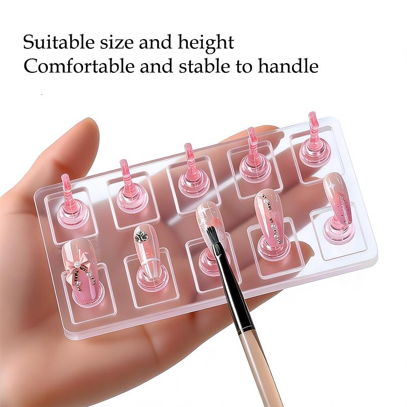 10 Grid Non-Magnetic Acrylic Nail Stand False Nail Display Stand Tips Holder For Cat Eye Gel Press On Nails Display Rack Practic