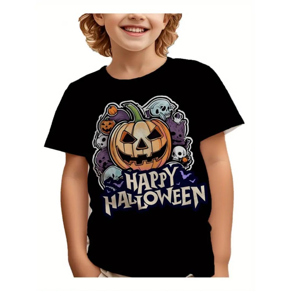 Children T Shirt Halloween 3D Printed Pumpkin T-Shirt Fashion Comfort T Shirt Casual Short Sleeve Tops Tees Children's Clothing