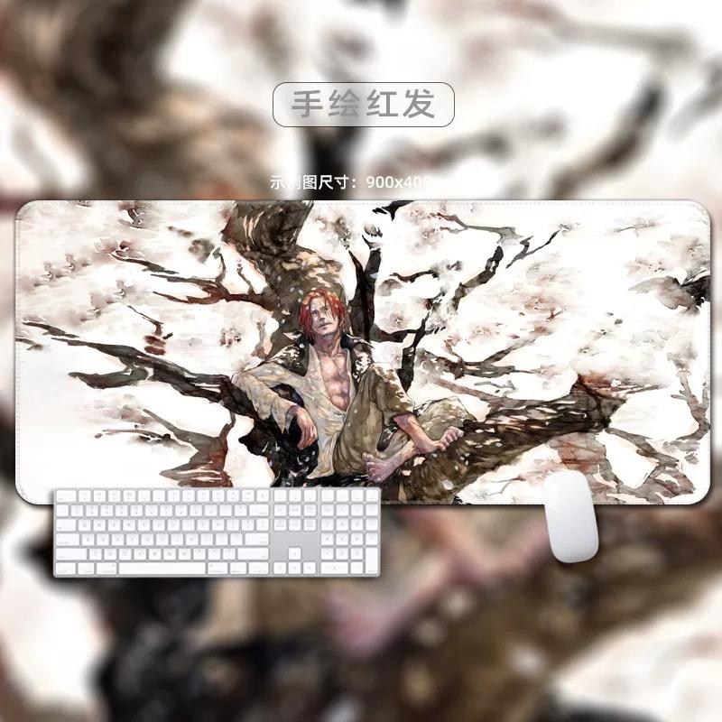 One Piece Leather Mouse Pad Oversized Small Office Gaming Keyboard Pad Desk Pad Bristle Bracelet Monkey D. Luffy Roronoa Zoro Decorative Desk Mat