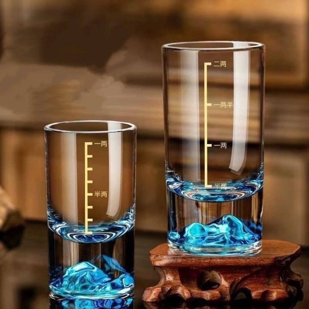 6 PCS/SET Bar Tool Transparent Shot Glass Thickened Cup Base Decorative Vodka Cup With Scales Liquor Glass Chinese Spirits
