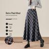 Women's Retro Plaid Wool A-Line Skirt