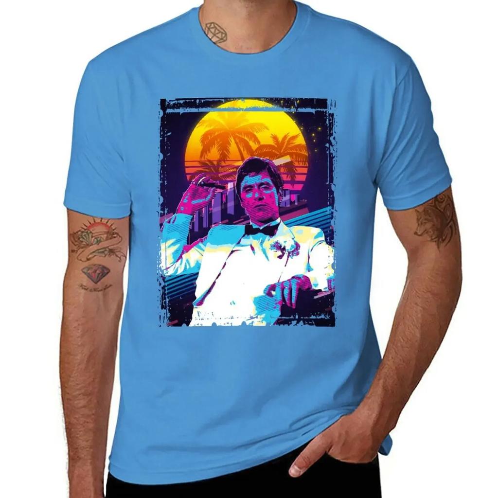 Classic Cinema Art Scarface Movie Print Featuring Al Pacino Tshirt Customs Boys Whites Workout Shirts For Unisex