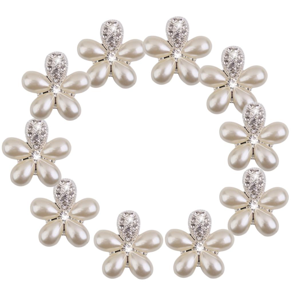 5pcs 30mm Crystal Rhinestone Buttons Pearl Flower Embellishments Buttons Flatback DIY Buckles for Wedding Jewelry Shoes Decor