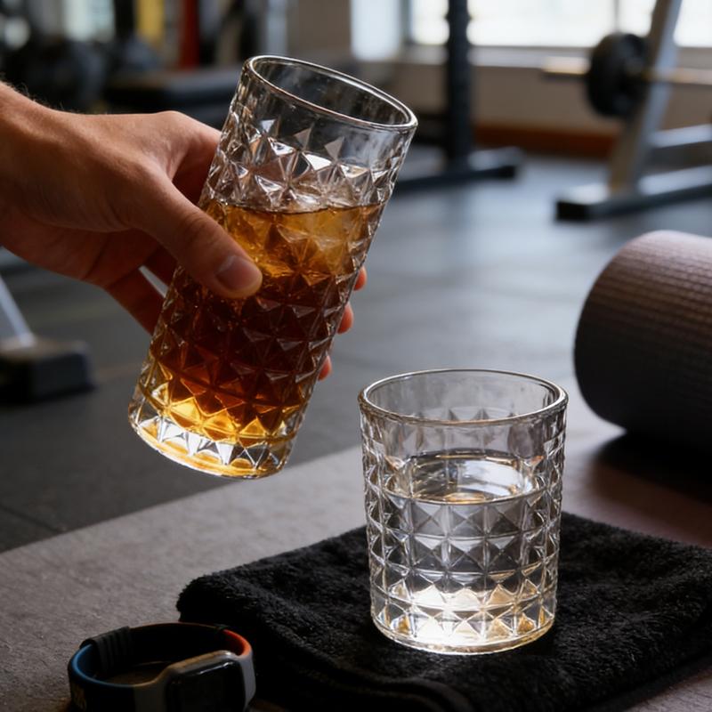 300ml/330ml Modern Diamond Relief Wine Glass Diamond Relief Glass Cup Exquisite Whiskey Glass Personalized Whisky Glasses Glass