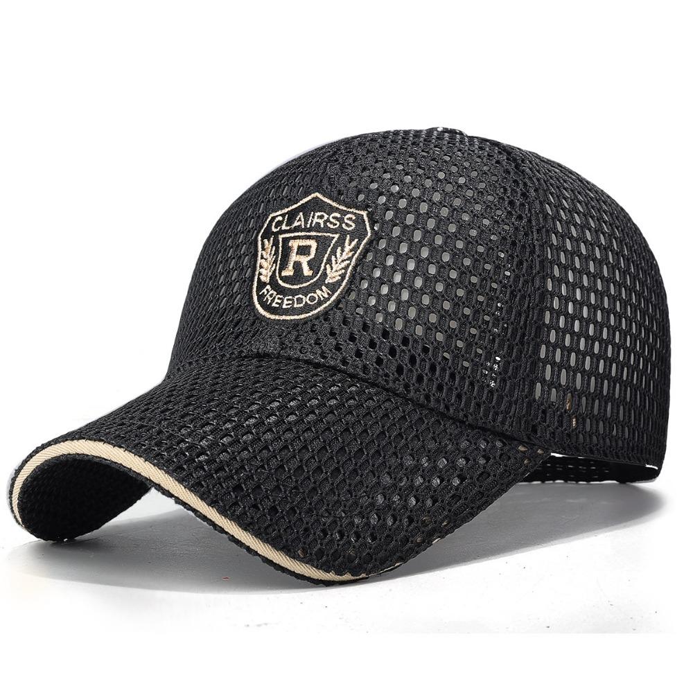 Creative Multicolor Mesh Baseball Cap Breathable Mesh Adjustable Size Sun Hat Woven Polyester Breathable Mesh Cap Men's Wear