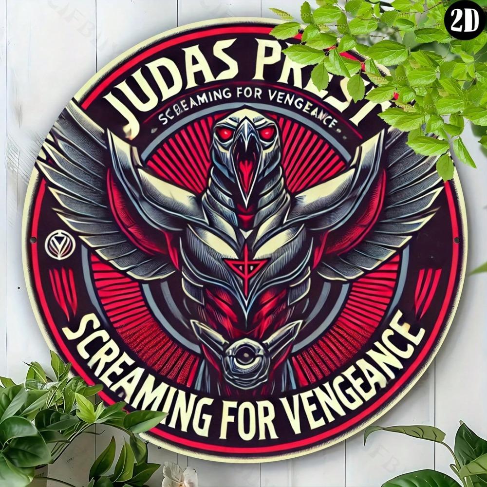 Judas Priest Kulaté kovové nástěnné umění Znamení Hliníková domácí dekorace Hudební dárek