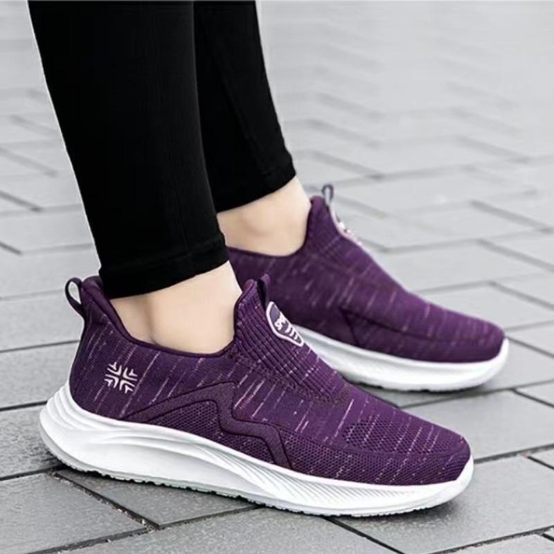 Women's Solid Color Casual Sneakers, Slip on Lightweight Soft Sole Walking Shoes, Air-cushion Daily Wear