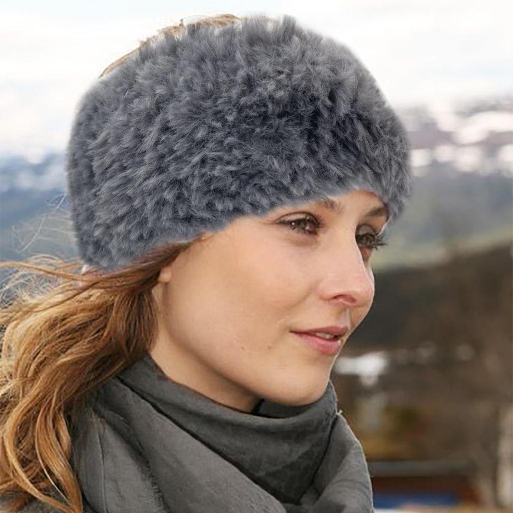 Women's Winter Plush Retro Elastic Headband with Earmuffs - Thick, Warm, Cold-Proof Fashion Accessory
