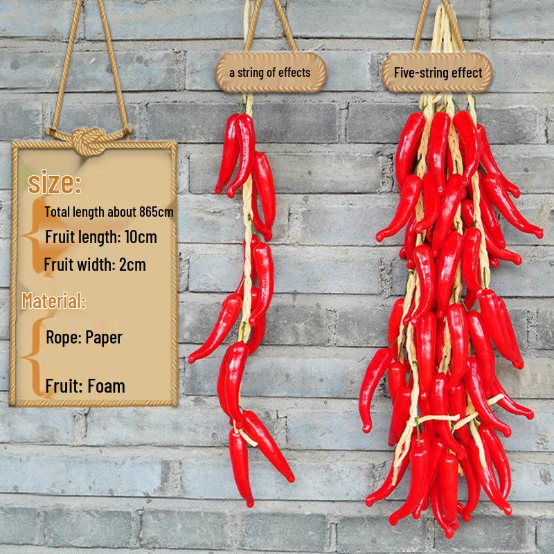 Farmhouse Decor: Pepper, Corn, Garlic, Veggie Fruit Skewers with Hemp Rope