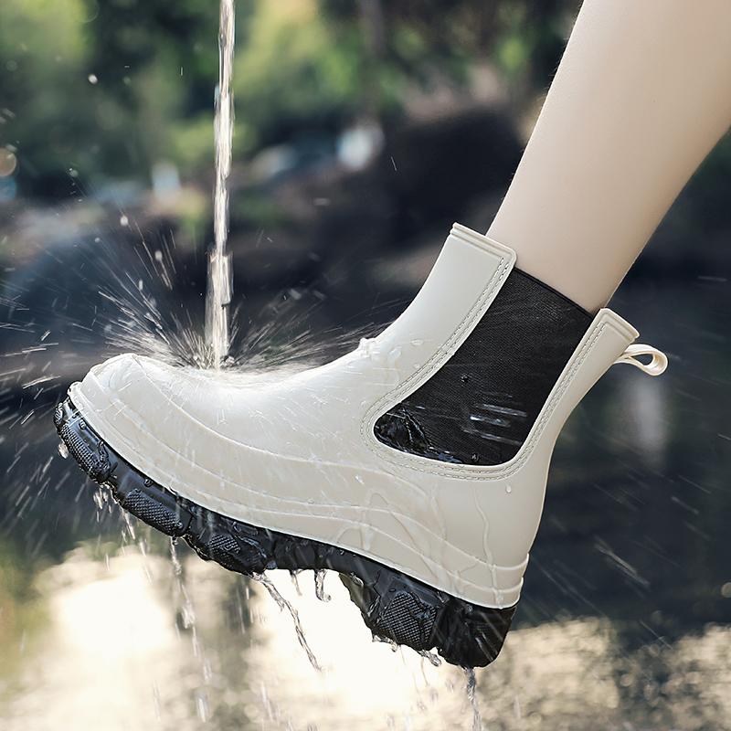 Fashion Women Rain Boots Outdoor Waterproof Rubber Boots Non Slip Thick Soled Rain Shoes Women's Garden Work Shoes Galoshes Botas Lluvia