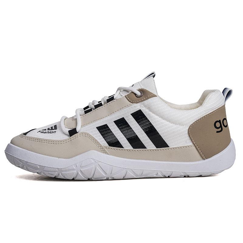 Herrenschuhe Sommer neu Mesh atmungsaktiv kleine weiße Schuhe Schnürer lässige Board-Schuhe flacher Absatz Sport drei Streifen Trend