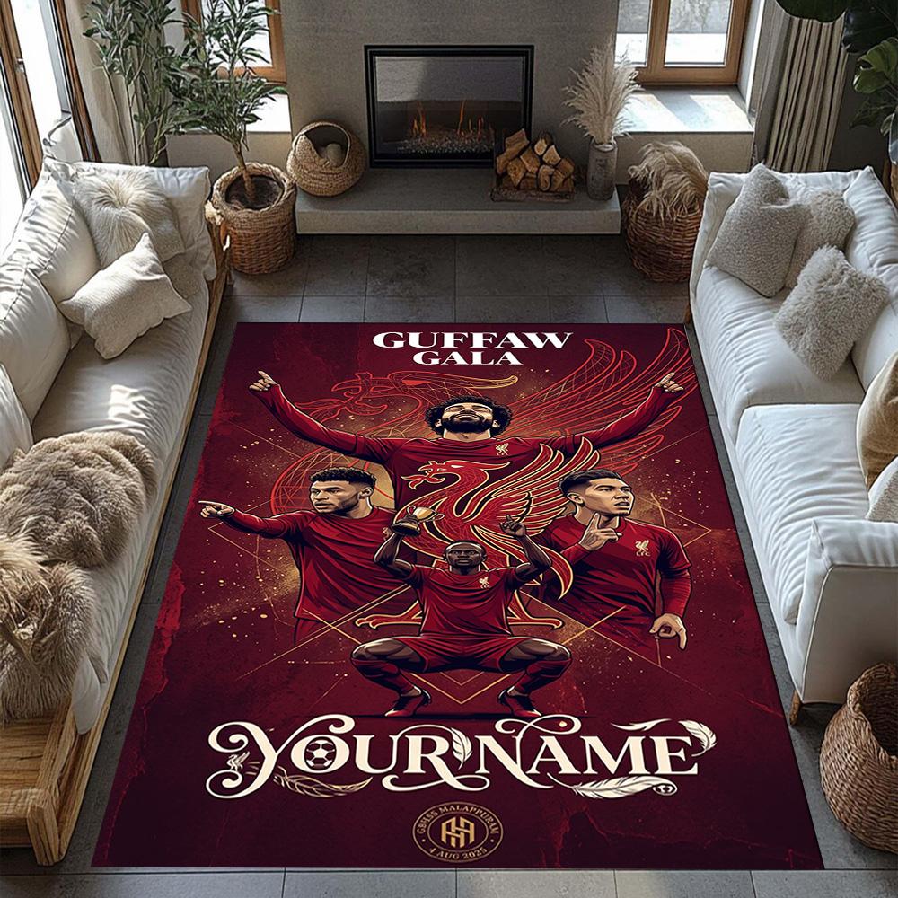 Liverpool Fc Personalized Name Floor Rug Office Rug Design For Game Room Hallway Bedrooms Living Rooms Antislip Carpet Anime Office Decor
