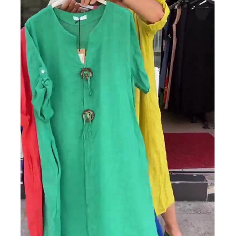 Casual Loose Solid Color Simple Dress Casual Loose Pure Color Simple Dress