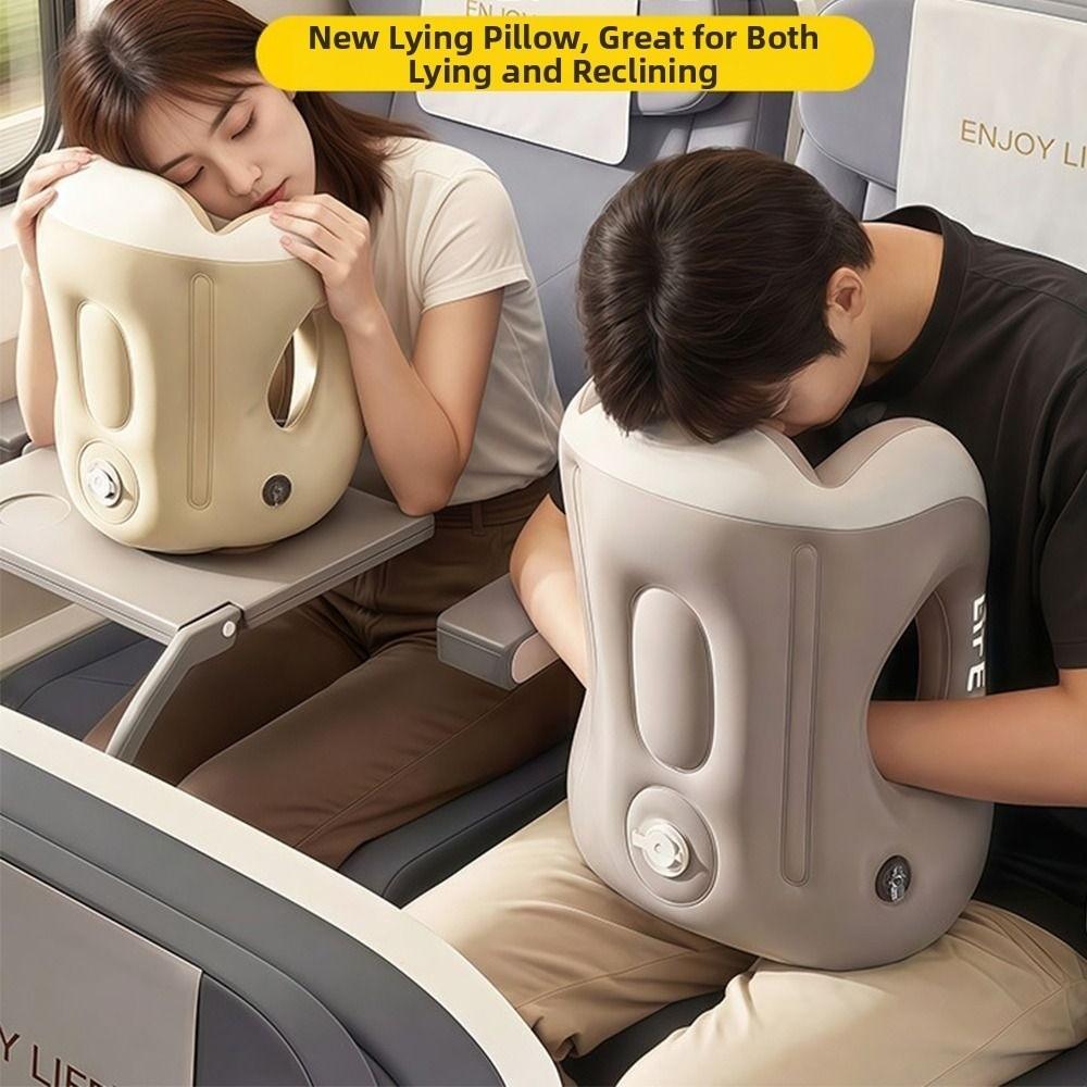 Hot Neck Protection Inflatable Sleeping Pillow PVC Convenient Half-Sleeping Pillow Foldable Sleeping Device for Office Travel