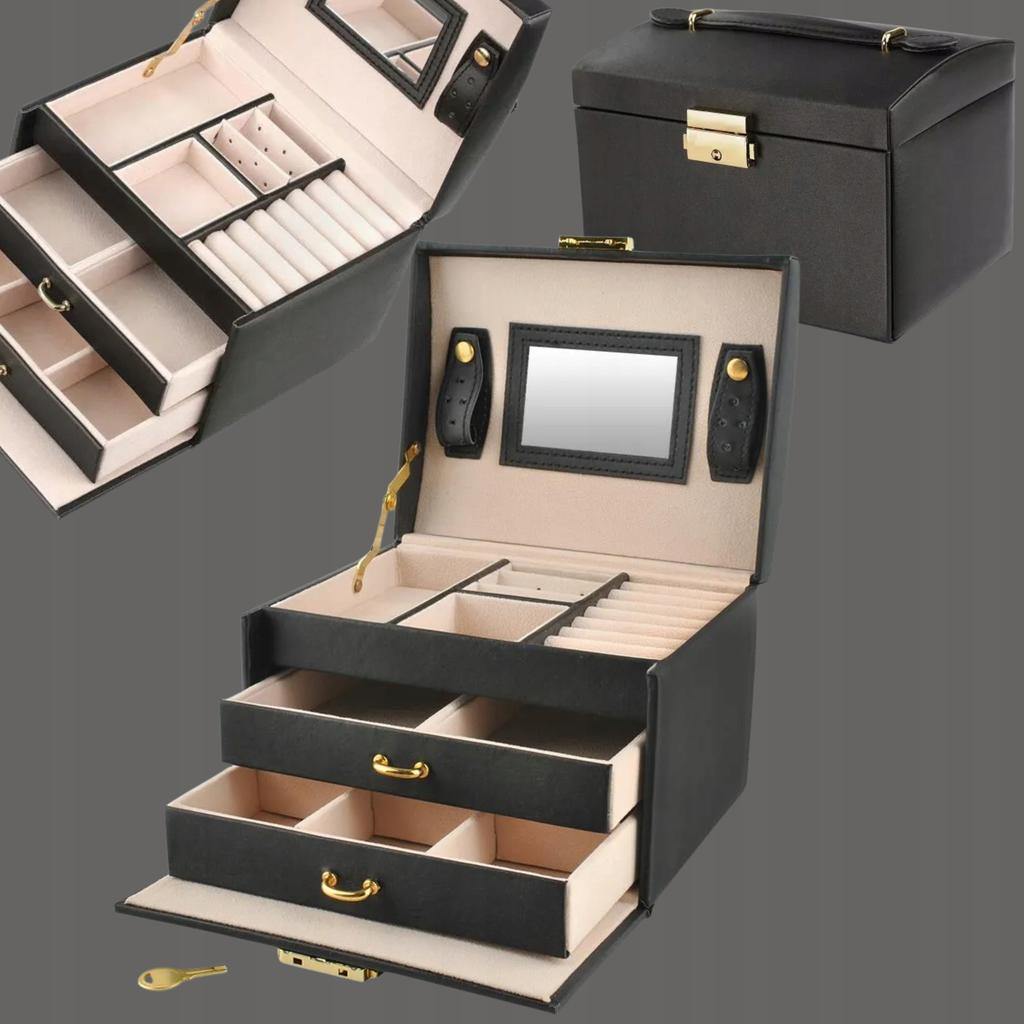 Black Jewelry Box with Mirror for a Girl Gift