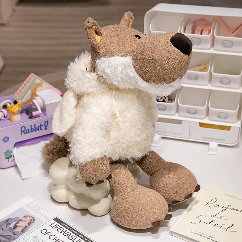 Beliebte Wolfspuppe im Schafspelz, verschlafenes Kaschmirspielzeug, Kinderpuppe, böser Wolf, Spot