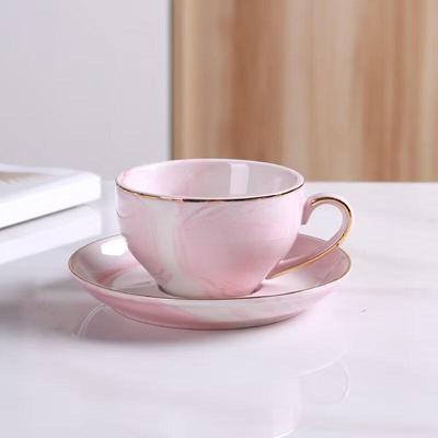 Shangqi Pink Ceramic Coffee Cup and Saucer Set