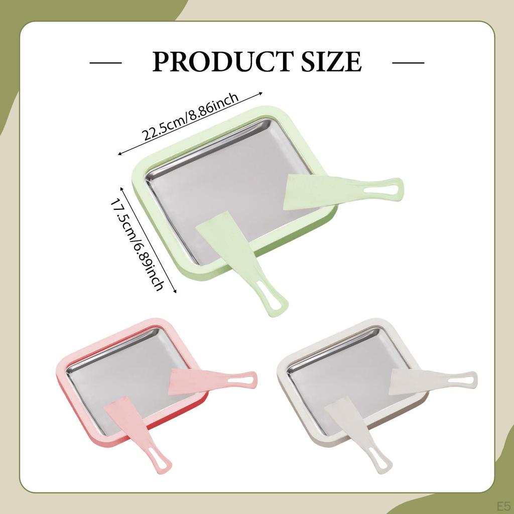 Instant Rolled Ice Cream Maker Pan Frozen Dessert Tray with 2 Scrapers for Kids Adults Home