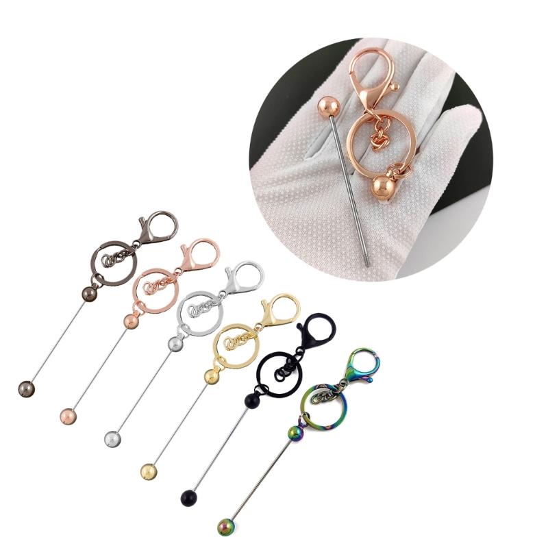 Metal Beaded Keys Chain Gradual Color Diy Beaded Stainless Steel Keychain Can Hang Cutlery Bottle Opener Wine Stopper