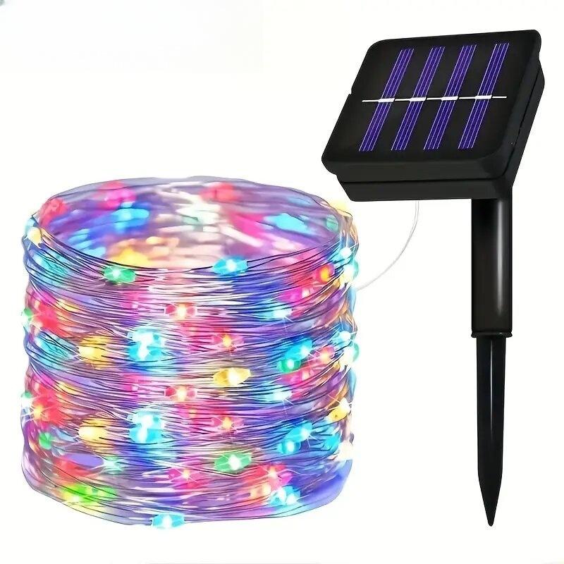1PC Solar-Powered LED String Lights Outdoor Copper Wire Fairy Lights,Decoration Lights For Wedding,Holiday,Festive,Garden,Yard