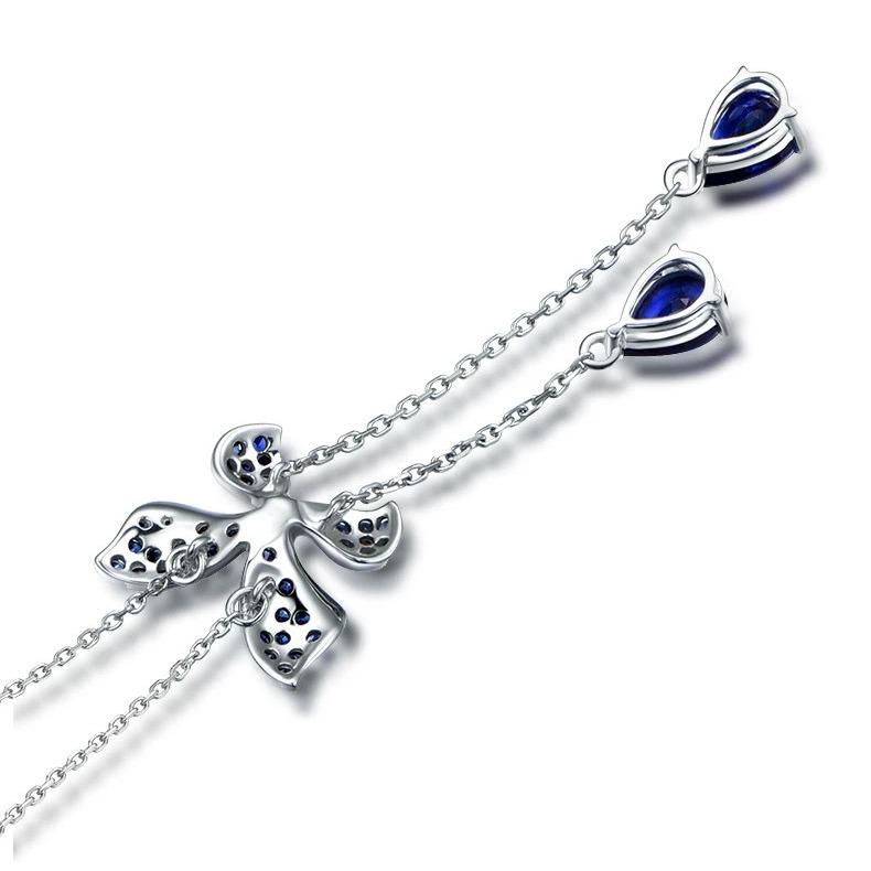 Elegant Sapphire Butterfly Tassel Choker Necklace for Women - Trendy, Luxurious, and Versatile Design