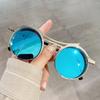 Lunettes de soleil tendance style Steampunk Rétro pour hommes Monture ronde métallique creuse Verres résistants aux UV Lunettes de protection d'extérieur Plage Pêche