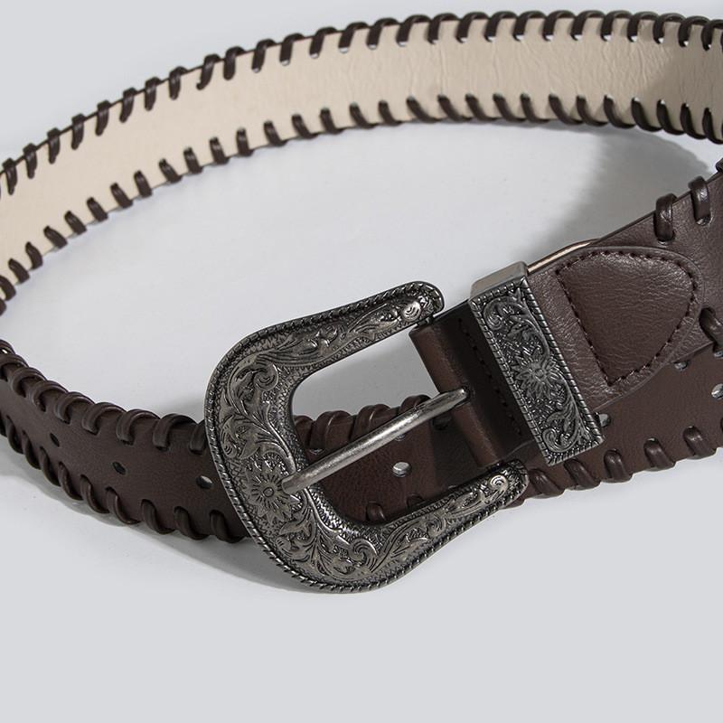 Handmade Vintage Leather Waist Belt With Unique Shape Design For Casual Wear