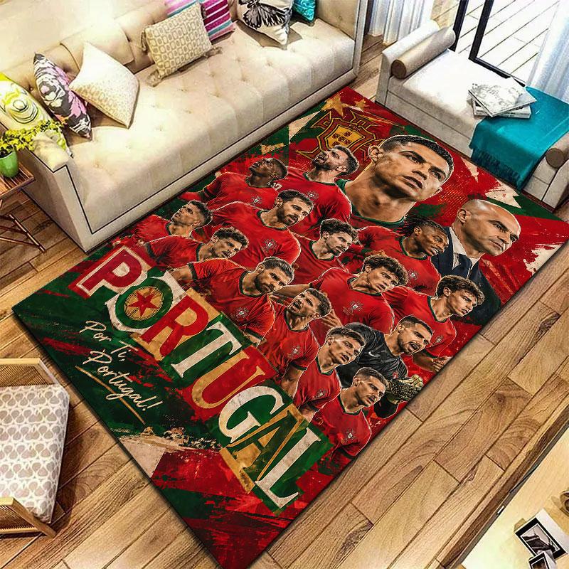 Portugal Nationalmannschaft Teppich für Wohnzimmer Schlafzimmer Zuhause Sofadekoration, Kinder spielen Rutschfeste Bodenmatte