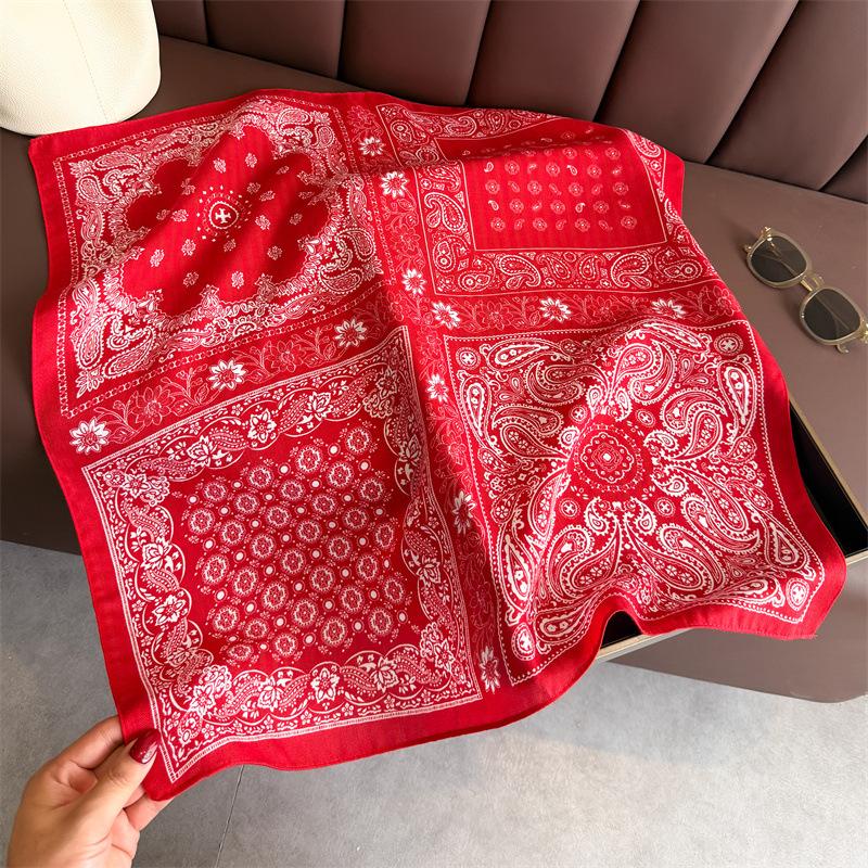 New Cashew Print Female Neck Scarf Cotton Linen Feeling Women Hair Scarves Foulard Head Band Shawls Wraps Neckerchief Bandana