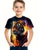 Cool Wolf Boy T-Shirt Tiger 3D Print Kids Short Sleeves Casual Comfortable Boys' Top Tees Outdoor Breathable Lightweight Clothes