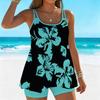 Women's Swimwear Tankini 2 Piece Swimsuit Vegetation  Pattern Print Vacation Bathing Suits