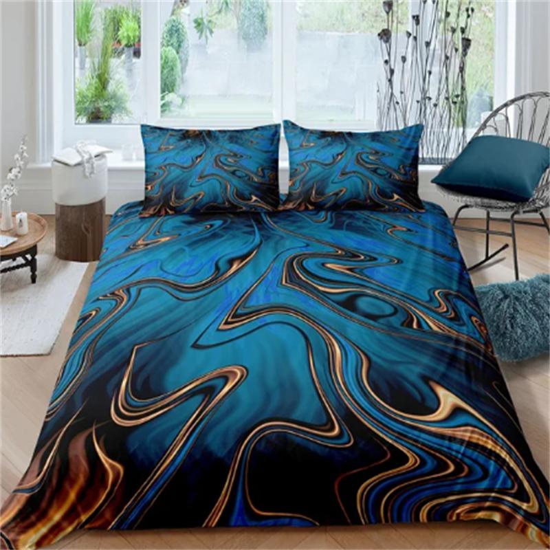Comforter Golden Marble Bedding Set 3D S Comforter Twin Queen King Single Size Kids Adult Modern Halloween Room Decor