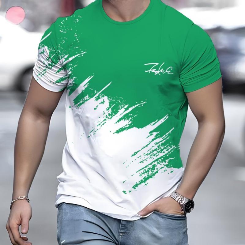 Tricou casual pentru bărbați Tricou cu mânecă scurtă cu imprimeu în gradient pentru bărbați Tricou cu model text 3d Top Fashion Design stradal Îmbrăcăminte pentru bărbați
