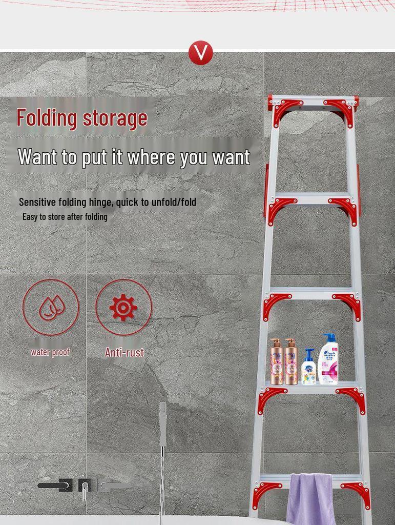 4m Aluminum Alloy A-Frame Ladder: Thickened, Non-Extendable, Foldable Household and Engineering Use