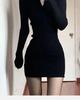 Women's Black Slim-Fit Dress with Coat - 2026 Autumn/Winter High-End Cinched Waist Little Black Dress